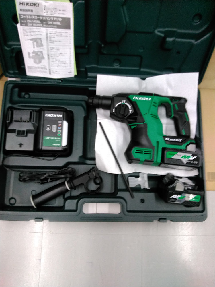 【新品】HiKOKI コードレスロータリハンマドリル  DH18DBL-2LXPK（18V／マルチボルト5.0Ah電池2個セット）