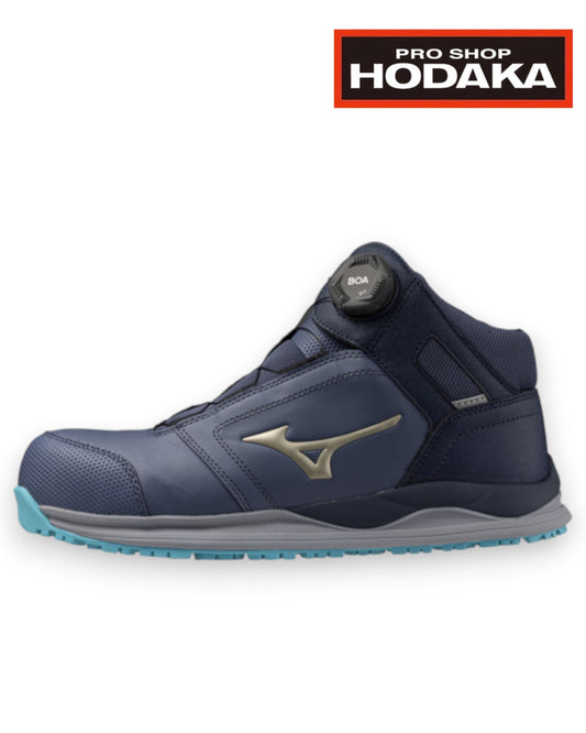 【展示品】ミズノ　安全靴　オールマイティ　ＨＷⅡ８１ＭＢＯＡ　ブルーグレー×ゴールド